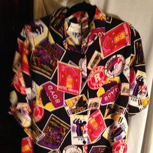 Vintage Hawaiian Style Shirt Women's Large European Travel Print